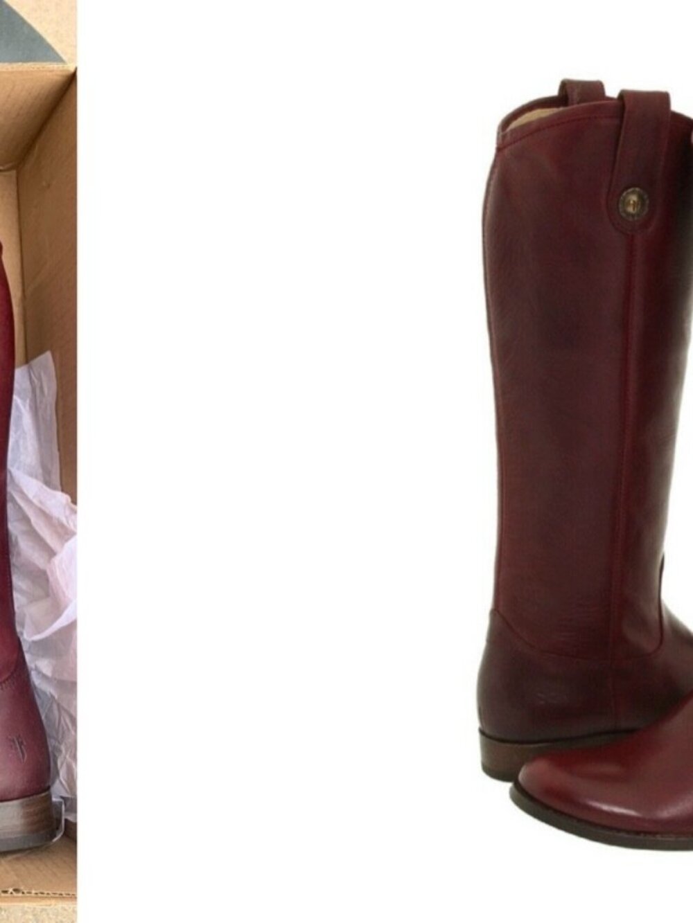 Frye Melissa Button Boots Bordeaux Leather Western Riding